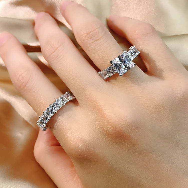 Choucong Brand Unique Wedding Rings Sparkling Dexule Jewelry 925 Sterling Silver Fill Princess Cut Cubic Zircon Eternity Party Women Wedding Bridal Ri