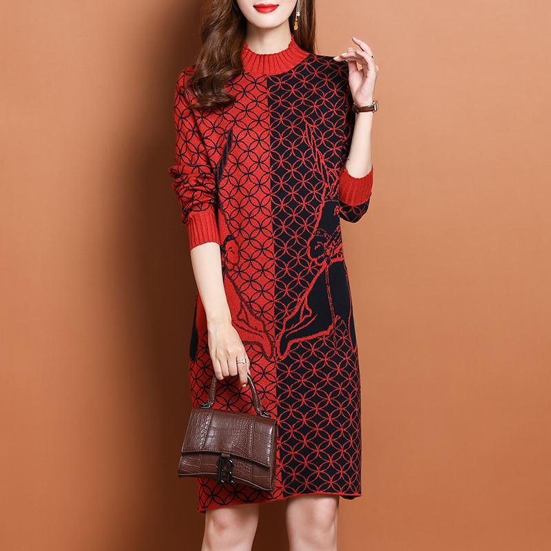 Casual Dresses Women Autumn Winter Long Sweater Dress Loose Jacquard Patchwork Pullover Plus Size Knitted Bottoming Female Vestidos, Blue
Casual Dresses Women Autumn Winter Long Sweater Dress Loose Jacquard Patchwork Pullover Plus Size Knitted Bottoming Female Vestidos, Blue