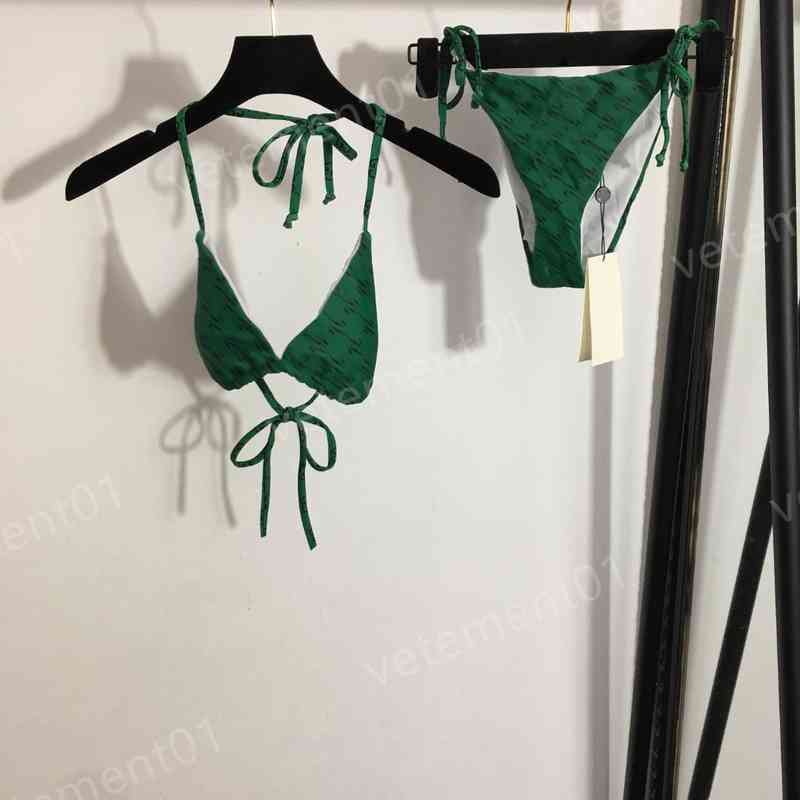 Designer Women Bras Sets Green Bikini Split Swimsuit Set Letter Print Halter Tie Bra Briefs Fashion Brand Swimwear Bikini For Women Clothing
Designer Women Bras Sets Green Bikini Split Swimsuit Set Letter Print Halter Tie Bra Briefs Fashion Brand Swimwear Bikini For Women Clothing