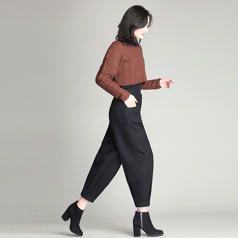 LOMAIYI Warm Autumn/Winter Wide Leg Pants For Women Loose Harem Women's Office Trousers Woman High Waist Lady BW045 220325