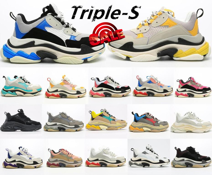 2022 triple s men women designer casual shoes platform Sneaker black white grey red pink blue green Light Tan oreo mens trainers sports fashion tennis Designer Shoe