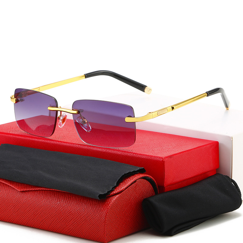Men's Carti glasses designer rimless Sunglasses Women's fashion metal frame rectangular coating RETRO eyeglass UV400 sunglass men's glass eye bags with case
Men's Carti glasses designer rimless Sunglasses Women's fashion metal frame rectangular coating RETRO eyeglass UV400 sunglass men's glass eye bags with case