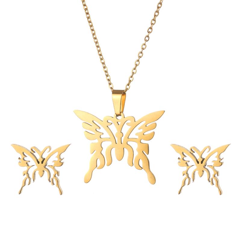 Earrings & Necklace Gold Color Stainless Steel Butterfly Pendants Necklaces Jewelry Set For Women Girls Jewels AccessoriesEarrings, As pic
Earrings & Necklace Gold Color Stainless Steel Butterfly Pendants Necklaces Jewelry Set For Women Girls Jewels AccessoriesEarrings, As pic
