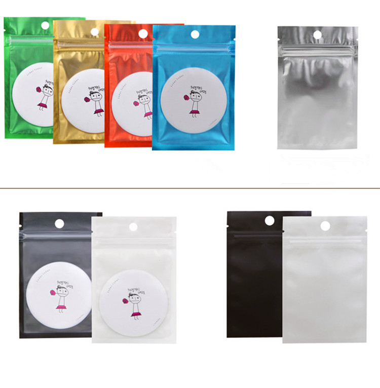 200PCS Clear Front Aluminum Foil Zip lock Packaging Bags Resealable Black White Gold Snack Chocolate Cereals Salt Dried Beaf Flowers Hanging Zipper Po