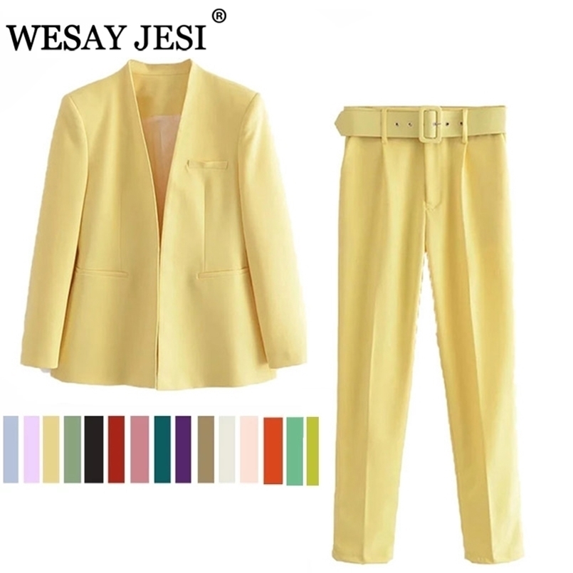 WESAY JESI Womens Office Fashion Pantsuit Simple Solid Color Suit Collar Long Sleeve Trousers 2 Piece Set Blazer 220811, Khaki-b
WESAY JESI Womens Office Fashion Pantsuit Simple Solid Color Suit Collar Long Sleeve Trousers 2 Piece Set Blazer 220811, Khaki-b
