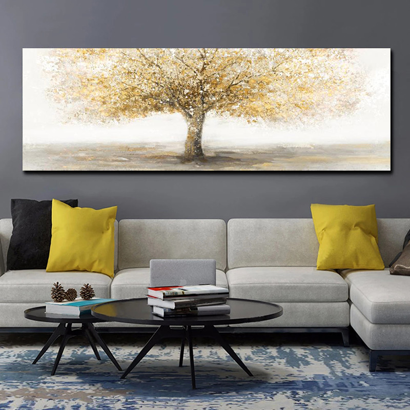 Golden Tree Posters Decorative Pictures Canvas Prints Wall Art For Living Room Modern Home Decor Bedside Abstract Painting