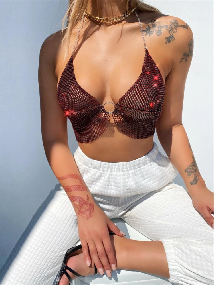 SRUBY Sexy Crop Top Women Two Piece Set Festival Beach Club Outfits Party Tank T Shirt Woman Halter s s Summer 220325