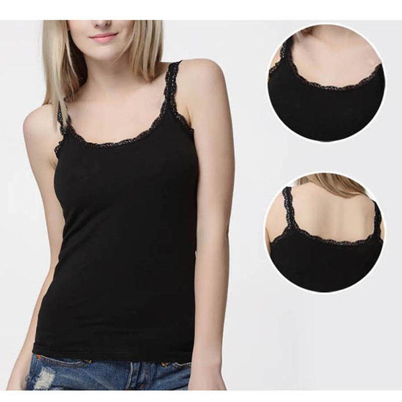 Tank Tops Women Sexy Lace Soft Cotton Solid Sleeveless Vest Camisole Slim Top Cropped Charming Ladies Girls 220325