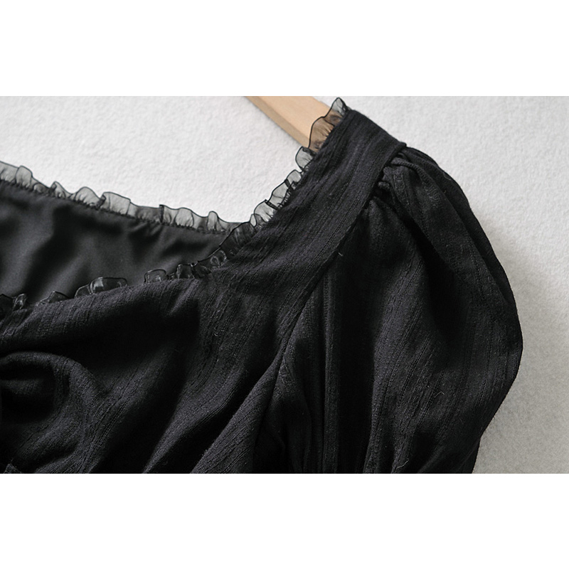 French Pleated Lantern Long Sleeve Shirt For Women's Spring And Autumn Vintage White Square Collar Blouse Tops Female 220318