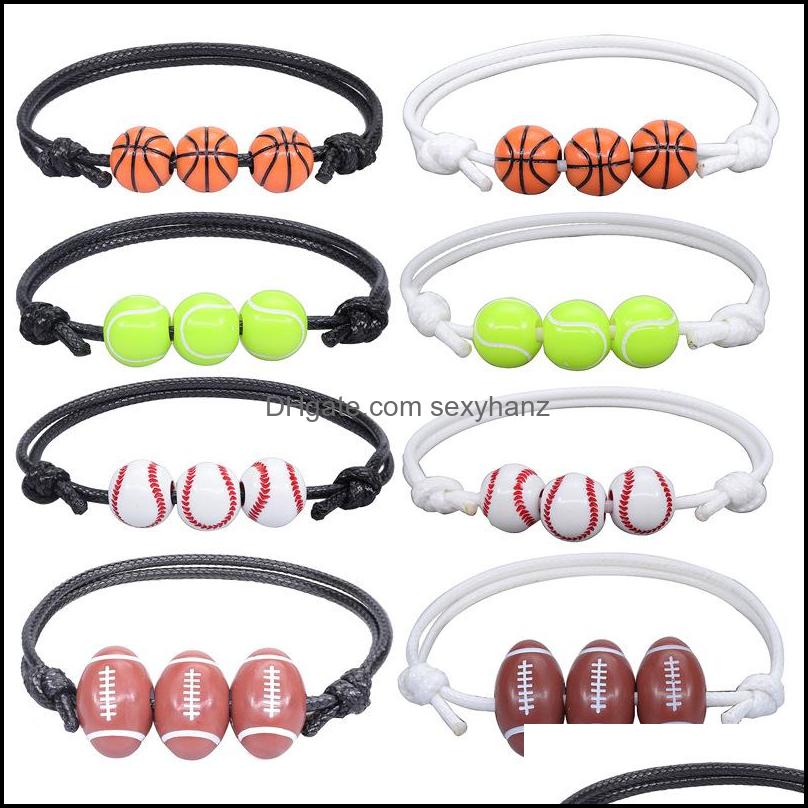 Charm Bracelets Jewelry Tennis Sports Basketball Baseball Wax Couple Bracelet Summer Beach Gift Drop Delivery 2021 Tqfyb
Charm Bracelets Jewelry Tennis Sports Basketball Baseball Wax Couple Bracelet Summer Beach Gift Drop Delivery 2021 Tqfyb