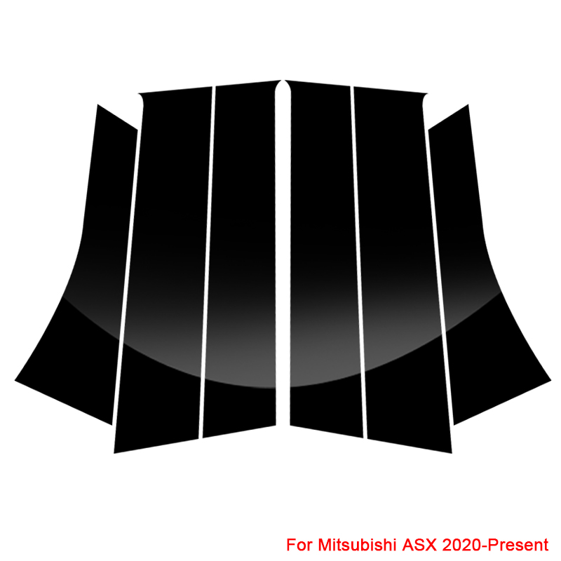 6PCS Car Window Center Pillar Sticker PVC Trim AntiScratch Film For Mitsubishi ASX Outlander ZJ ZK 2013Presen Auto Accessories