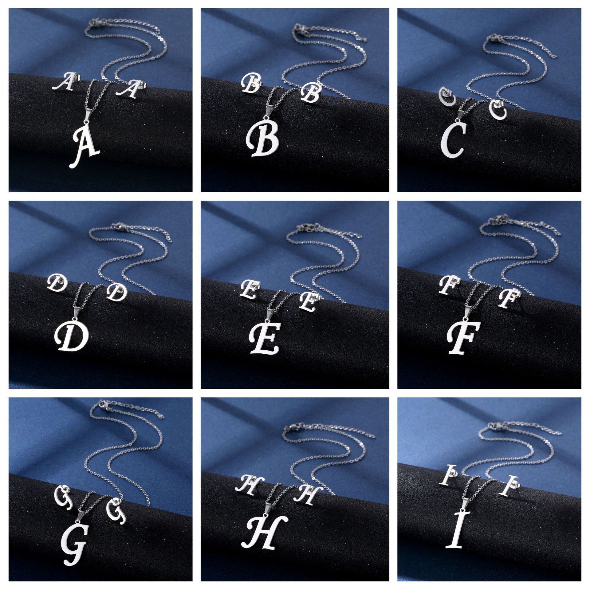 26 English Alphabet Necklace Stud Earrings Set Fashion Jewelry for Men and Women Stainless Steel Popular Clavicle Chain Gift, Silver
26 English Alphabet Necklace Stud Earrings Set Fashion Jewelry for Men and Women Stainless Steel Popular Clavicle Chain Gift, Silver