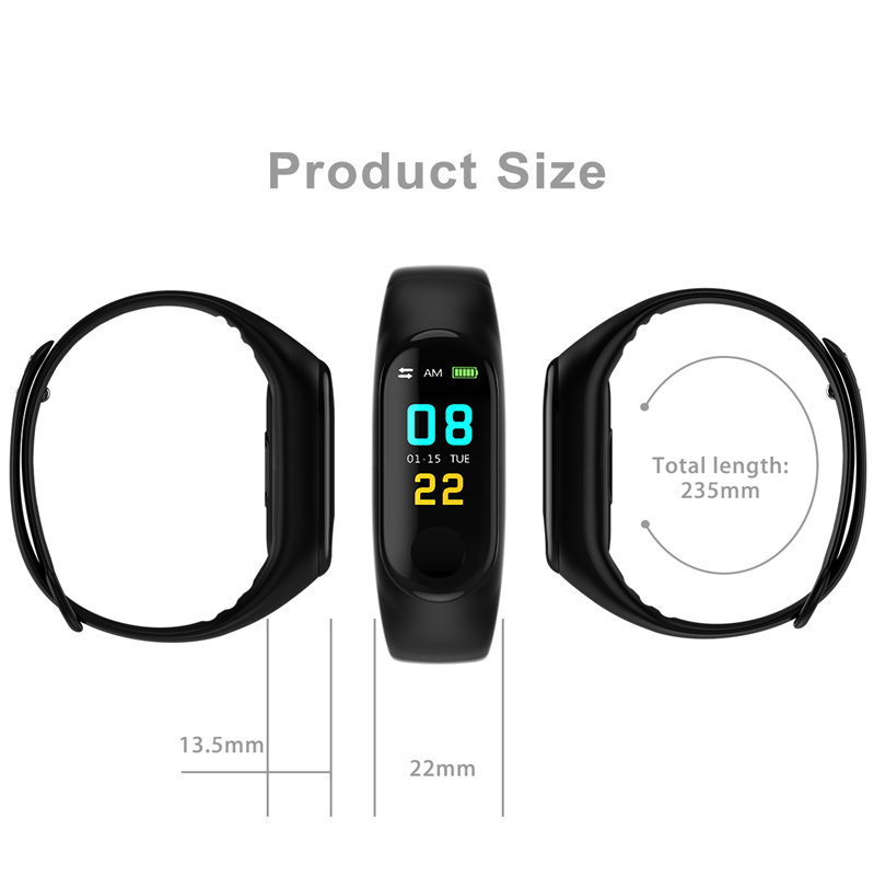 M3 Smart Wristbands Digital Watch Bracelet for Child Women with Heart Rate Monitoring Running Pedometer Colour Counter Health Sport Tracker Wristband