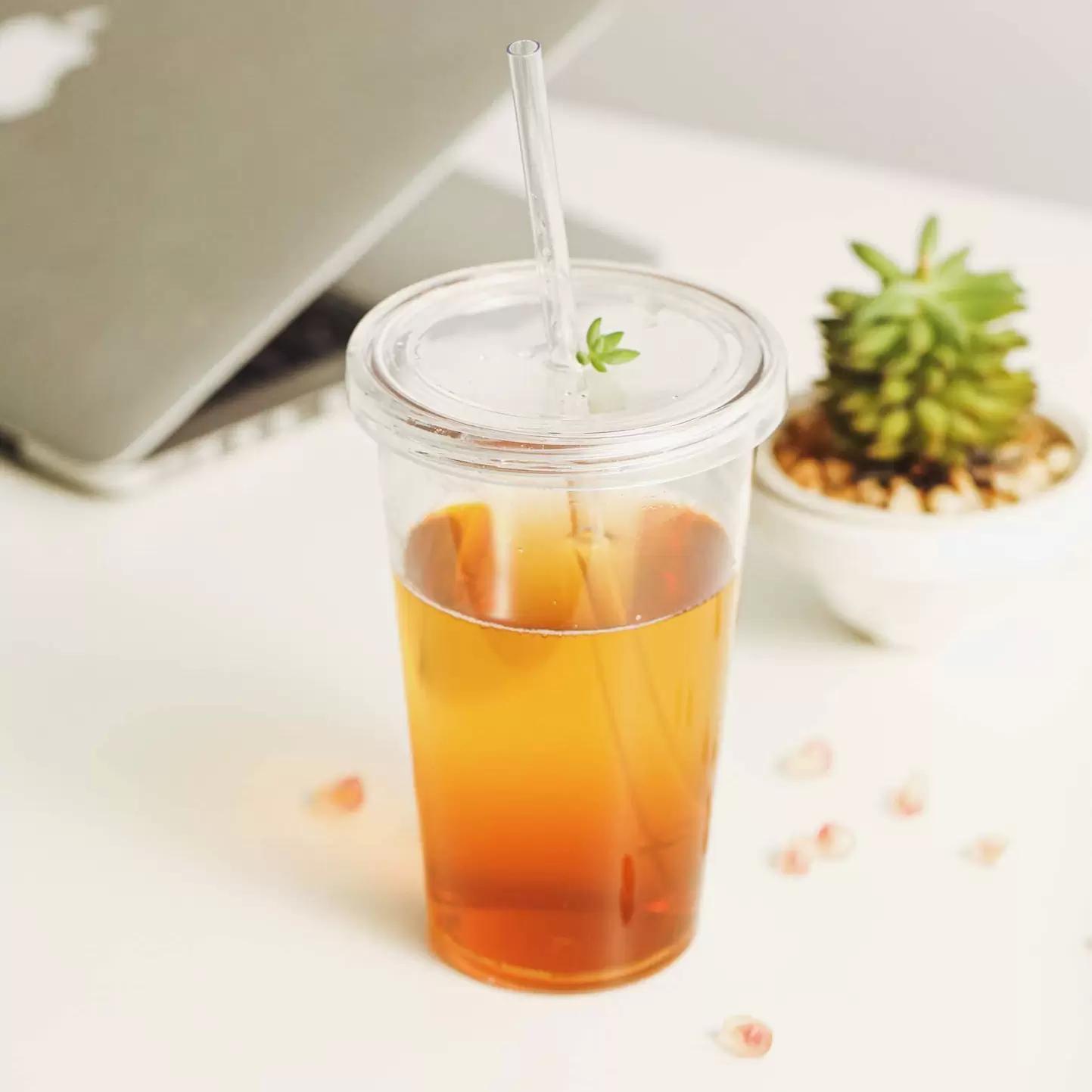 16oz Plastic Tumblers Double Wall Acrylic Clear Drinking Juice Cup With Lid And Straw Coffee Mug DIY Transparent Mugs FY53911970574