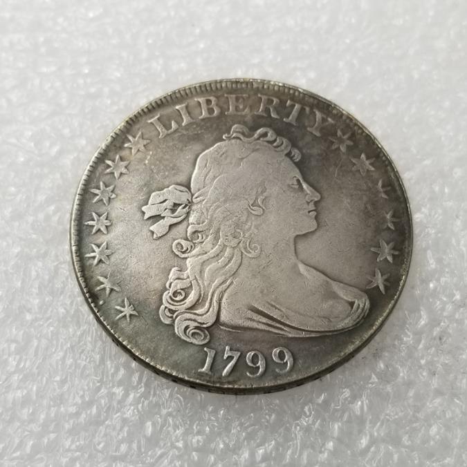 US 1799 Draped Bust Dollar Heraldic Eagle Silver Plated Copy Coins metal craft dies manufacturing factory Price
US 1799 Draped Bust Dollar Heraldic Eagle Silver Plated Copy Coins metal craft dies manufacturing factory Price