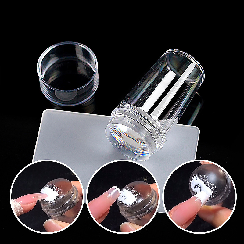 2.8cm Clear Nail Art Stamper with Scraper Set Transparant One Silicone Head 2.8cm Nails Stamping manicure Tools NAP011