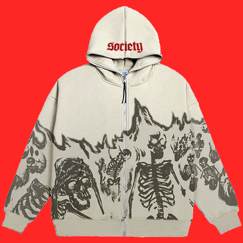 Y2K Emo Men Streetwear Vintage Skull Hoodie Zip Up Hoodies Grunge Oversized Sweatshirt Gothic Tops Harajuku Alt Jackets Clothes 220721