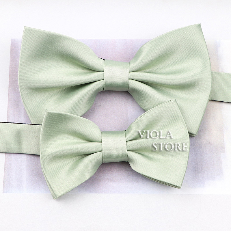 Top Colors Pink Green Blue Solid Satin Parent-Child Bowtie Set Men Women Kids Butterfly Party Wedding Bow Tie Accessory Gift 220509