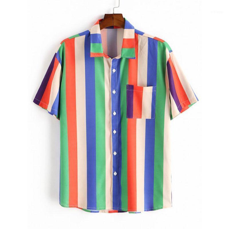Men' Casual Shirts Hawaiian Rainbow Striped Printed Shirt Summer Beach Daily Quick-drying Short Sleeve Clothing, Multi
Men' Casual Shirts Hawaiian Rainbow Striped Printed Shirt Summer Beach Daily Quick-drying Short Sleeve Clothing, Multi