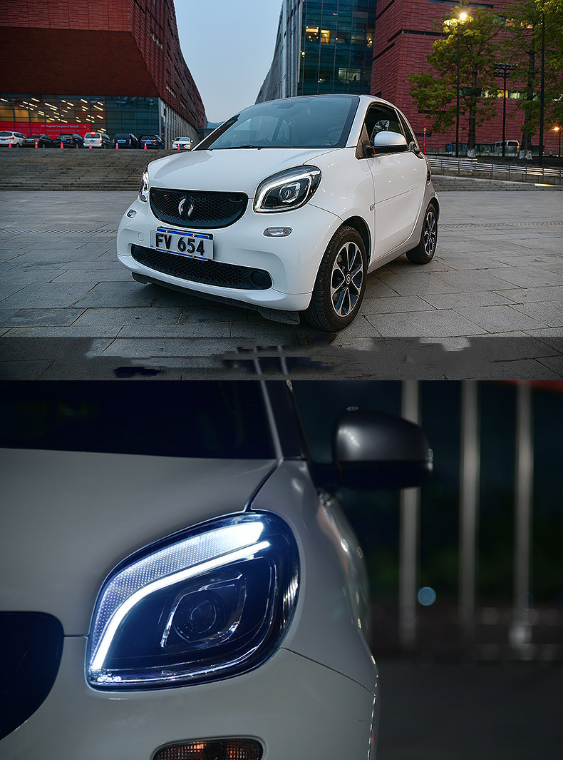 All LED head lamp For Smart LED headlights assembly 15-18 W453 high beam turn signal bifocal lens lights