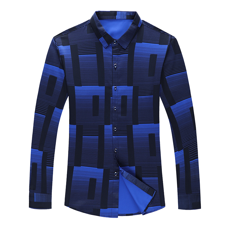 Original Men Shirts Silk Cotton Spring Autumn Long Sleeve Shirt Casual Plaid Slim Fit Camisa Masculina C688 220322
