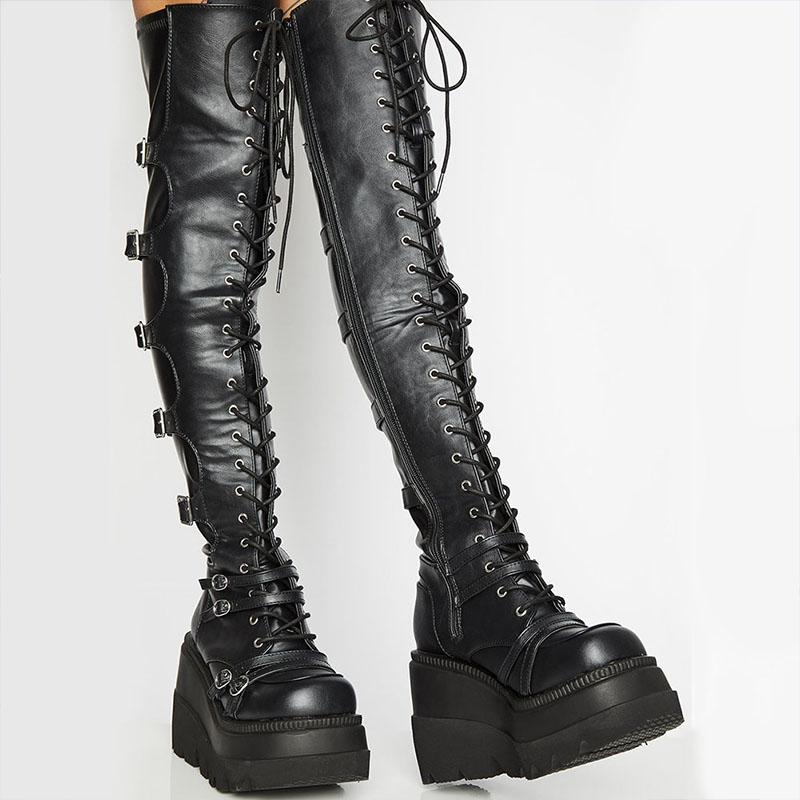 Boots Brand Design Gothic Women Fashion Wedge Black High Punk Style Demonia Platform Heels Female Over-the-Knee
Boots Brand Design Gothic Women Fashion Wedge Black High Punk Style Demonia Platform Heels Female Over-the-Knee