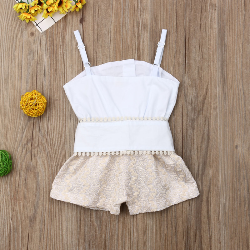 Citgeett Summer 14Years Sexy Toddler Kid Baby Girl Lace Sling Openwork Bow Rompers Top Outfit Fashion Clothes 220707