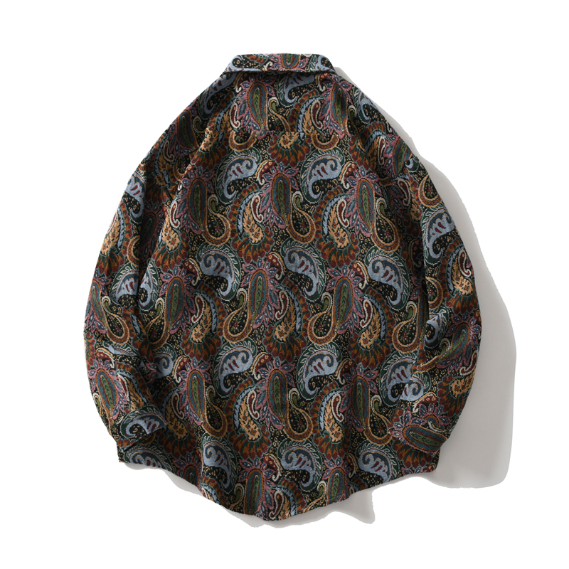 Paisley Men's Shirt Blouse Turn Down Collar Printed Casual Vintage Cardigan Loose Fashion Spring Long Sleeve Tops Streetwear 220322