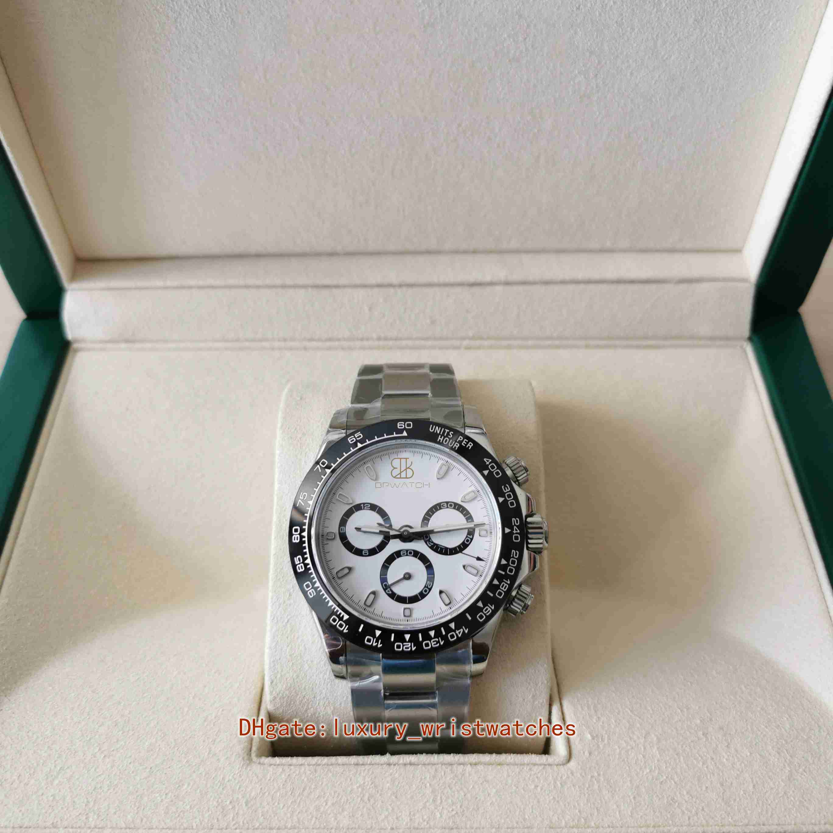 BPF men watch CAL.7750 Chronograph 40mm Cosmograph black Stainless Ceramic Bezel 116500 Panda Automatic mechanical Mens Watches Sapphire LumiNova wristwatches, Buy box 
BPF men watch CAL.7750 Chronograph 40mm Cosmograph black Stainless Ceramic Bezel 116500 Panda Automatic mechanical Mens Watches Sapphire LumiNova wristwatches, Buy box