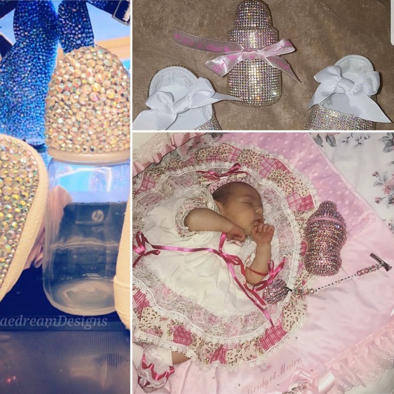 Dollbling Handmade Pink Crystal Baby Bottle Glam Pacifier Milk Feeding 1st Birthday Party Show born Niece Daugther Gifts 220414