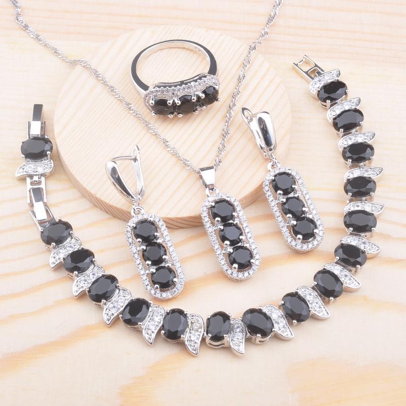 Earrings & Necklace Black Zirconia Silver Color Jewelry Set For Women Engagement Bracelet Pendant Ring Brithday Gift QS0703Earrings, As pic
Earrings & Necklace Black Zirconia Silver Color Jewelry Set For Women Engagement Bracelet Pendant Ring Brithday Gift QS0703Earrings, As pic