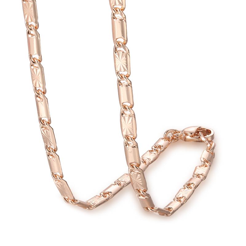 Chains 3mm 4mm Men Women 585 Rose Gold Color Classic Necklace Jewelry