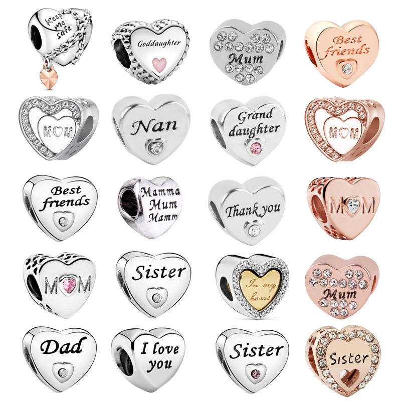 925 Sterling Silver Love Hearts Beads Fit Pandora Bracelets Family Series Mom Dad Sister Friend CZ Diamond Charms With Original Box
925 Sterling Silver Love Hearts Beads Fit Pandora Bracelets Family Series Mom Dad Sister Friend CZ Diamond Charms With Original Box