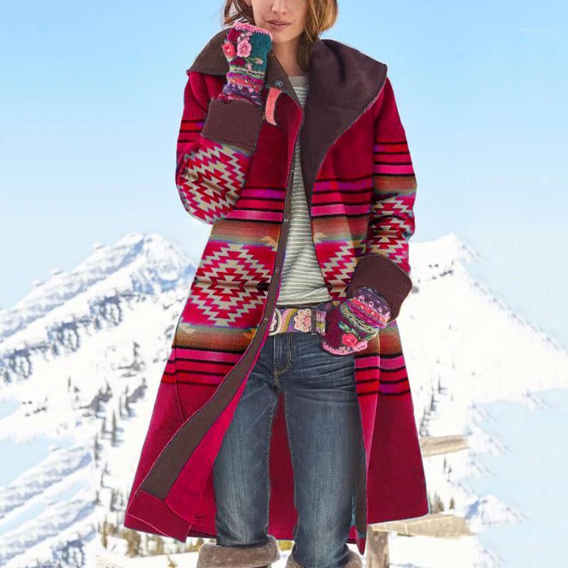 Women's Wool & Blends 2022 Autumn And Winter Mid-length Print Coat Long-sleeved Woolen, Blue 
Women's Wool & Blends 2022 Autumn And Winter Mid-length Print Coat Long-sleeved Woolen, Blue