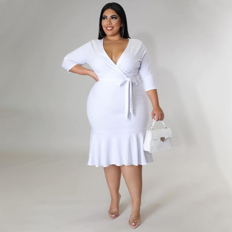 Plus Size Dresses Dress Fashion Solid Color Sexy V-neck Tie Bag Hip Ruffle Western Style Women's Clothing Over Summer 2022Plus, Black
Plus Size Dresses Dress Fashion Solid Color Sexy V-neck Tie Bag Hip Ruffle Western Style Women's Clothing Over Summer 2022Plus, Black