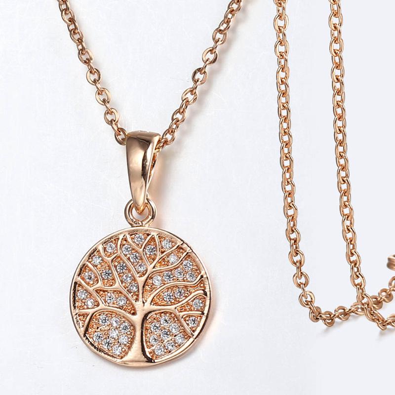 Pendant Necklaces Tree Of Life Round 585 Rose Gold Cubic Zircon Carved Cut Out Necklace Elegant Women Jewelry Gift Wholesale GP413
Pendant Necklaces Tree Of Life Round 585 Rose Gold Cubic Zircon Carved Cut Out Necklace Elegant Women Jewelry Gift Wholesale GP413