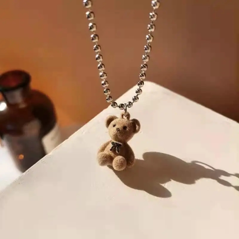 Cartoon bear pendant necklace personality trendy necklace fashion ins wind sweater sweater chain accessories