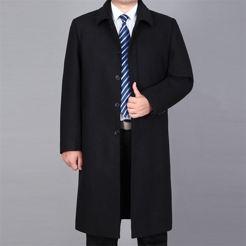 Arrival Woolen Long Men Pea Winter Jackets Autumn Mens Wool Blend Overcoat Trench Coat Man 201128