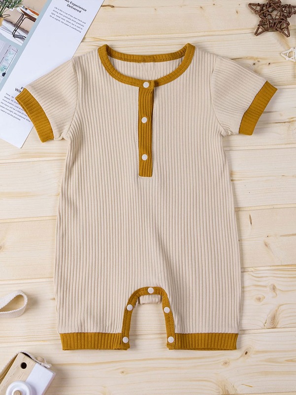 Baby boy stitched piping T-shirt Jumpsuit shorts SHE