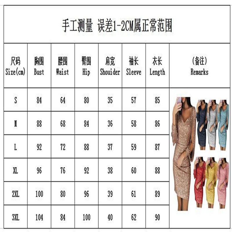 Sexy Women Dress Sequins Glitter Sparkle Deep V Neck Sequins Tassel Long Sleeves Short Mini Evening Party Wrap Hip Package Dress 220406