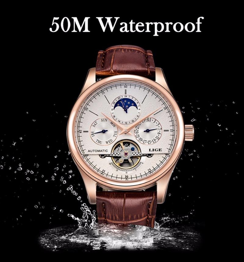 Wristwatches LIGE 6826 Classic Mens Retro Watches Automatic Mechanical Watch Tourbillon Genuine Leather Men Waterproof Military
Wristwatches LIGE 6826 Classic Mens Retro Watches Automatic Mechanical Watch Tourbillon Genuine Leather Men Waterproof Military