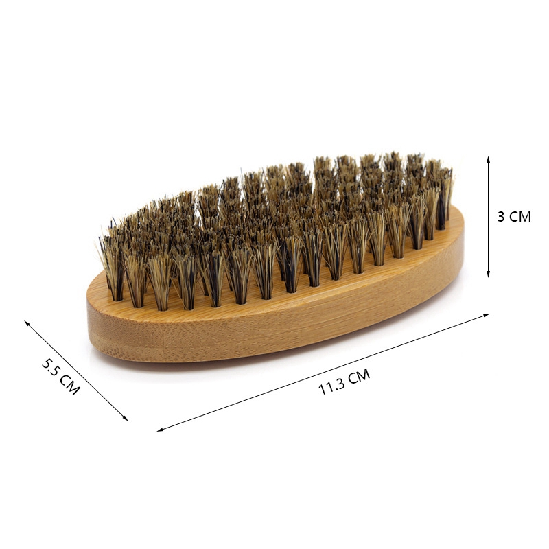 11.3x5.5x3cm Bamboo Boar Bristles Beard Brush Mustache Comb Men Face cleaning brush