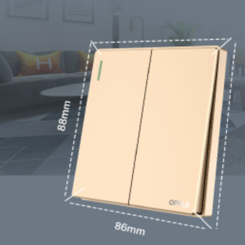 OPPLE Wall Light Safety Switch Socket 1/2/3/4Gang Golden White Home Hotel Fireproof Fluorescence