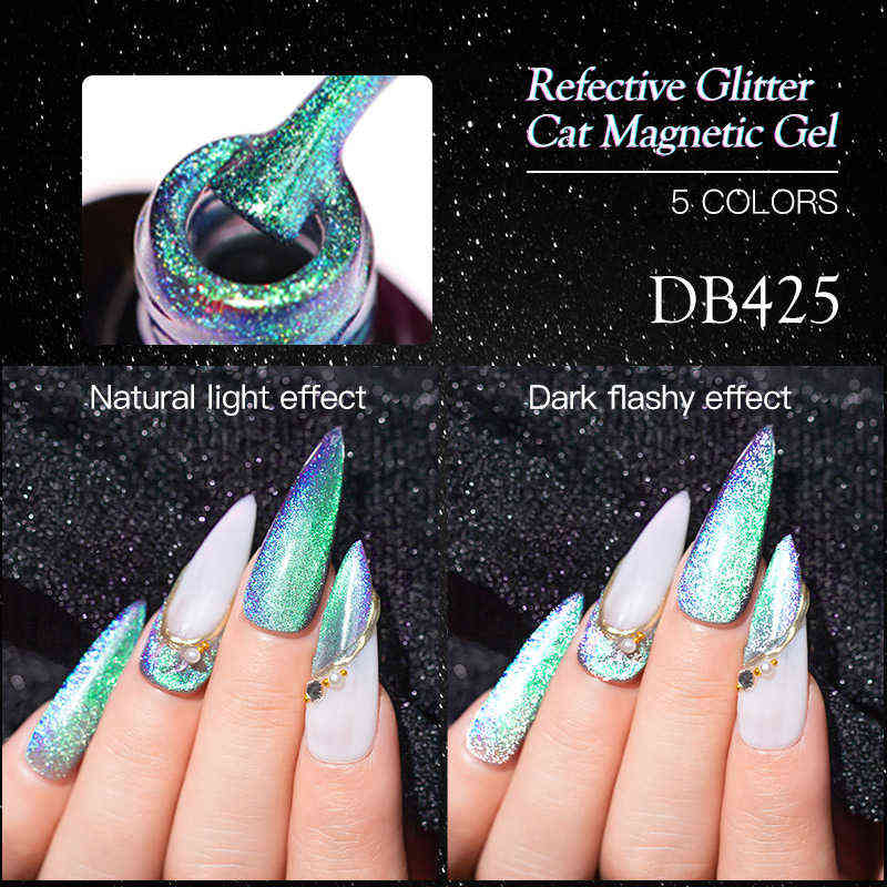 Nail Gel Toy Mtssii Reflective Cat Eye Magnetic Rainbow Glitter Polish Soak Off Uv Sparkling Auroras Laser Art 0328