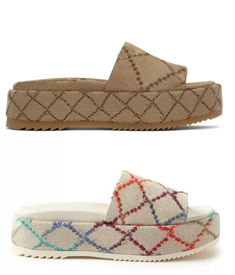 2022 Designers new color womens platform sandals mid heel slippers fashion 55mm canvas slides size EUR35-42, Color 6
2022 Designers new color womens platform sandals mid heel slippers fashion 55mm canvas slides size EUR35-42, Color 6