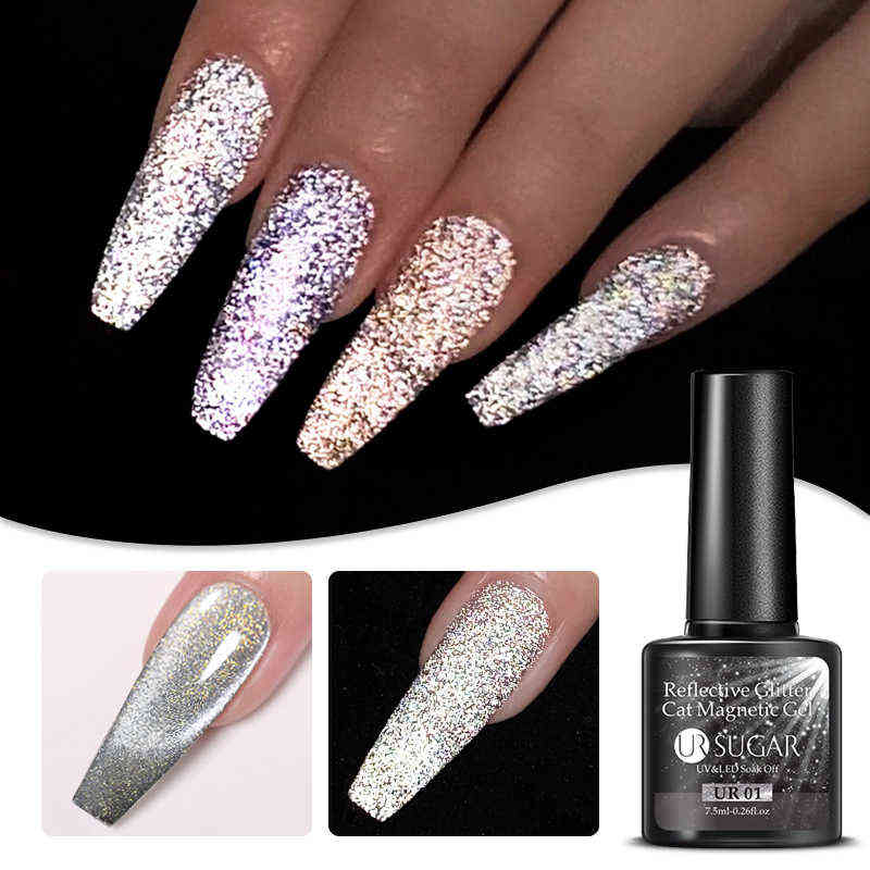 NXY Nail Gel Silver Holographic Reflective Cat Magnetic Semi Permanent Soak Off Uv Led Art Diy Design Decoration 0328