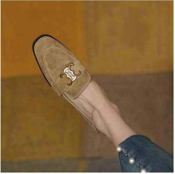 College style sheep jingpi Lefu shoes 2022 autumn new deep mouth metal buckle four seasons single shoes leisure flat bottomed women's shoes