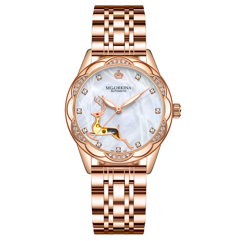 Wristwatches Automatic Mechanical Women Watches Ladies Creative Steel Bracelet Female Waterproof Clock Montre FemmeWristwatches, Rose pink steel
Wristwatches Automatic Mechanical Women Watches Ladies Creative Steel Bracelet Female Waterproof Clock Montre FemmeWristwatches, Rose pink steel
