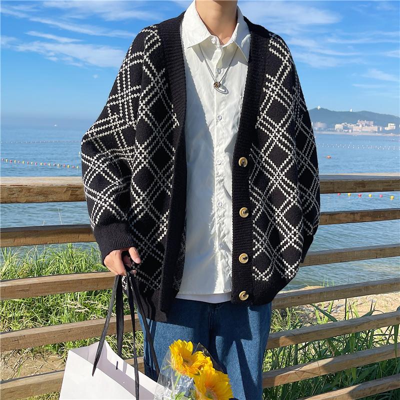 Men's Sweaters Young Men's Students Spring Autumn Diamond Lattice Plaid Knitted Sweater Cardigan Top Handsome Loose Casual SweatercoatMe, Black
Men's Sweaters Young Men's Students Spring Autumn Diamond Lattice Plaid Knitted Sweater Cardigan Top Handsome Loose Casual SweatercoatMe, Black