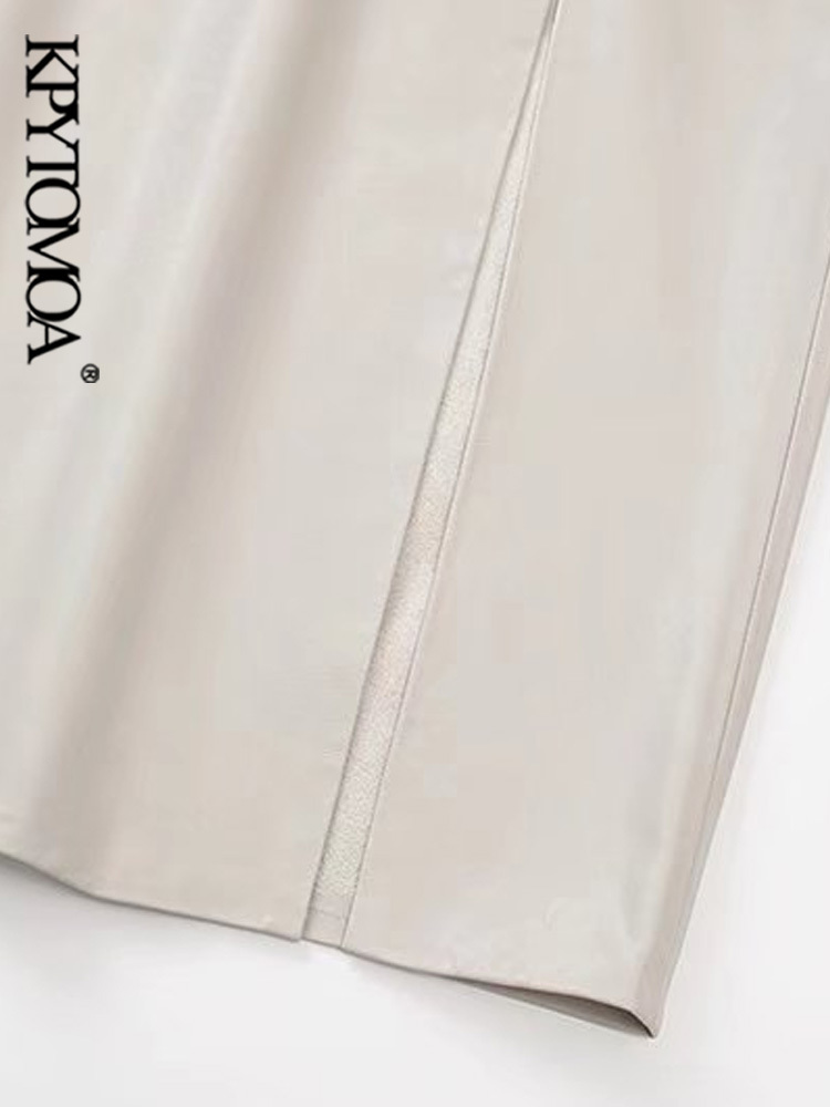 Women Fashion Front Slit Faux Leather Midi Camisole Dress Vintage Backless Zipper Thin Straps Female Dresses Mujer 220526